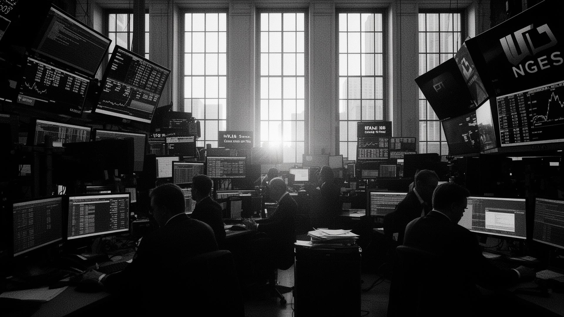 A trading floor at dawn